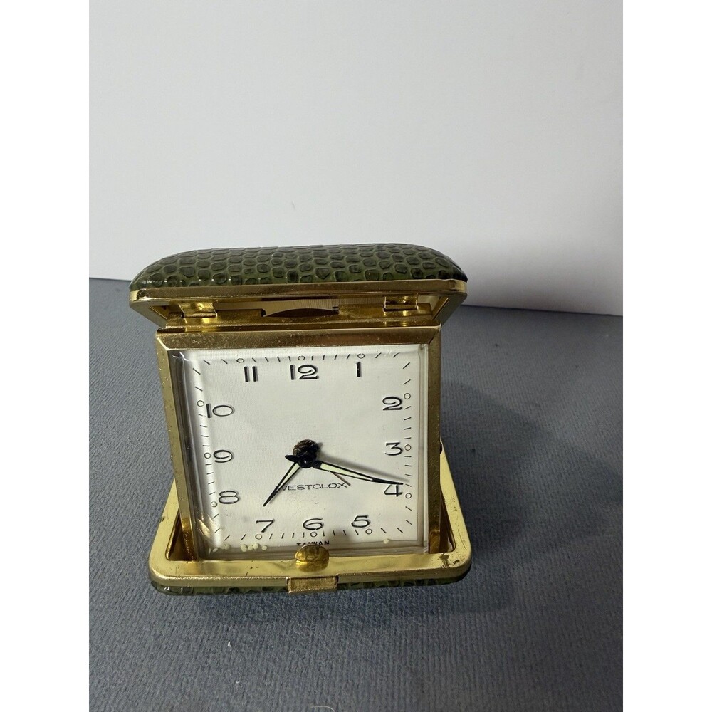 Vintage Green Westclox Travel Alarm Clock Wind Up, Still Clicks!